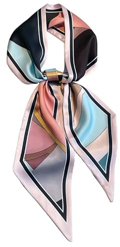 GIMIRO Sciarpa in seta satinata, 148 x 13,5 cm, cravatta a doppio strato, per blazer, cappotto, abito, 92# rosa, blu, verde, 148cm x 13,5cm
