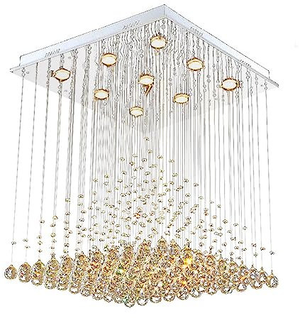 Modernes Wohnzimmer Kristall Kronleuchter Moderner rechteckiger Kristallkronleuchter Luxuriöse Regentropfen-Deckenleuchte Große Crystal Flush Mount Deckenleuchten for Wohnzimmer Schlafzimmer Hotels Kü