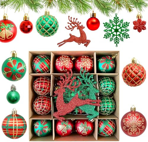 TOKIISHE Boules de Noël, 40 Pièces Boules d'arbre de Noël Set, Décorations de Sapin de Noël incassables, Boules de Noël Suspendues pour la Décoration de Festival, de fête et