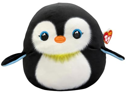 Ty Squishy Beanies - Neve il Pinguino, Morbido Cuscino di Peluche con Occhioni Azzurri Glitter, Idea Regalo per Grandi e Piccini, Tutti da Collezionare, 22 cm