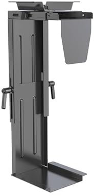 Xumh2024-3 PC stand for Floor Under Desk PC Holder Mount - Adjustable 360 Degrees Swivel CPU Tower Steel Bracket Adjustable Clamp-On Desk and Wall Installation PC Mount CPU Stand