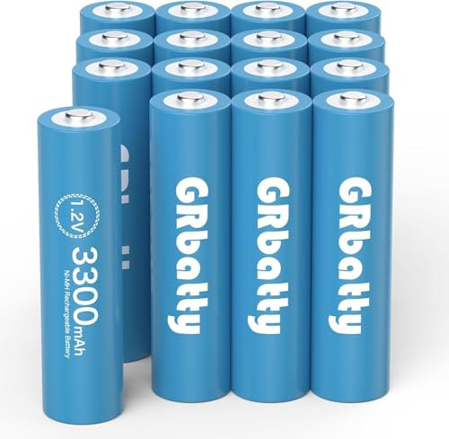 Pilas Recargables AA GRbatty Paquete de 16 3300mAh 1,2 V Batería Recargables Ni-MH AA Alta Capacidad, más de 1200 ciclos