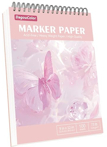 DagouColor Papier Marqueurs D'alcool, 9 x12 Déchirable Coussinet Dessin L'épreuve Anti-fuite, 60 Feuilles(120 Pages) Double-côté sans Acide Spirale Livre de Croquis Artistes Enfants Adultes