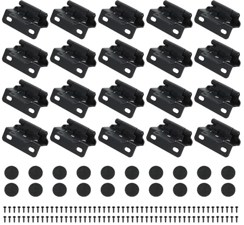 PATIKIL Bisagras De Gabinete De Cierre Automático Semi-Superpuestas De 1/2 Pulgada, 20 Pcs Bisagra De Gabinete Semioculta De Montaje Superficial Con Tornillos Para Puertas, Negro