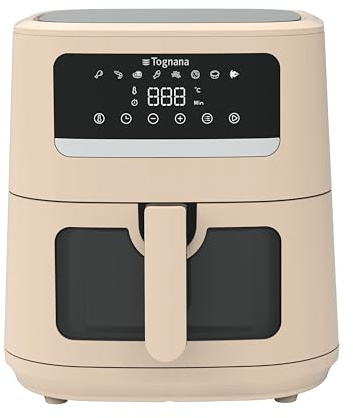 Tognana, 8 l luftfritös med dubbla motstånd, digital display, timer, 80–200 °C, fönster, 2 000 W, champagne