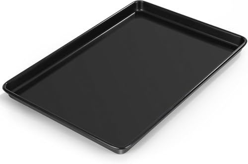 Terlulu Antihaft Backblech, 39,5 x 27 x 2,5cm, Karbonstahl Backblech Kuchenblech mit Antihaftbeschichtung, Rechteckige Backform Ofenblech für Backen Kochen Servieren, Gesund & Robustt