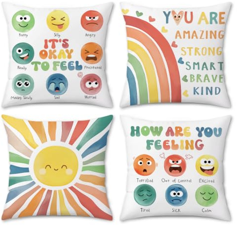 Bonhause Calming Corner Throw Pillow Covers 18x18 Inch Classroom Must Haves