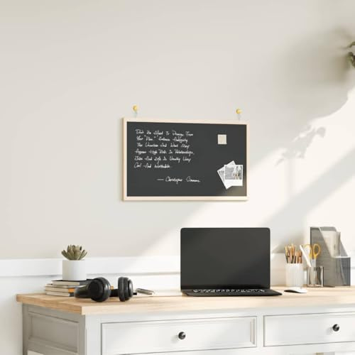 Runheo Svart krittavla med ram av massiv furu 60 x 40 cm, väggtavla för kontor skola seminarier konferensmöte, lätt att rengöra, för anteckningar presentation organisering