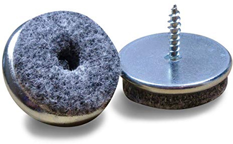 Ajile® - Lot de 16 pièces - Patin diam. 20 mm en Feutre Gris Base métal à Visser pour Protection des sols fragiles - FFV320