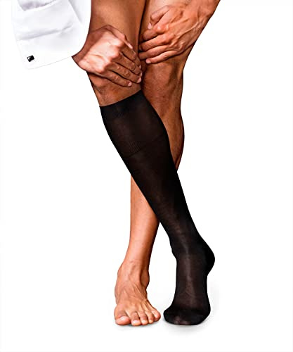 FALKE No. 4 M Kh seta al ginocchio tinta unita 1 paio, Calzini lunghi Uomo, Nero Black 3000, 43-44