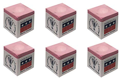 Silver Cup Set of 6 Pink Billiard Pool Cue Chalk