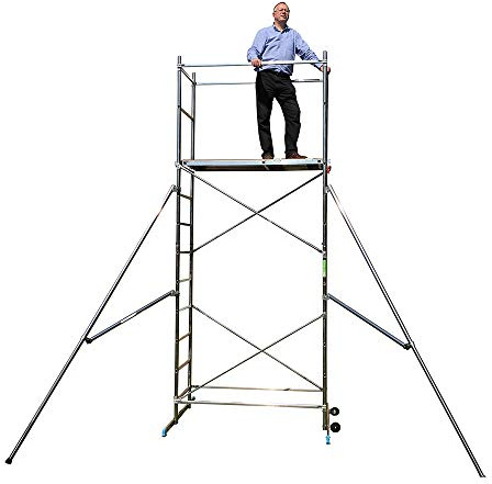 Premium DIY Aluminium Scaffold Tower + Pair Stabilisers (4.73m Working Height)