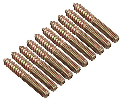 HALJIA 10 pcs M8 x 60 MM Wood au Métal Vis meubles chevilles à double tête Boulons de fixation vis de filetage à tige