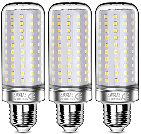 SAUGLAE Lampadine LED da 26W, 200W Lampadine a Incandescenza Equivalenti, Bianco Naturale 4000K, 3000Lm, E27 Lampadine a Vite Edison, 3 Pezzi