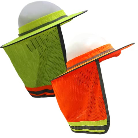 Wolf High-Visibility Orange Reflective Full-Brim Hard Hat Mesh Sun Visor Neck Shade