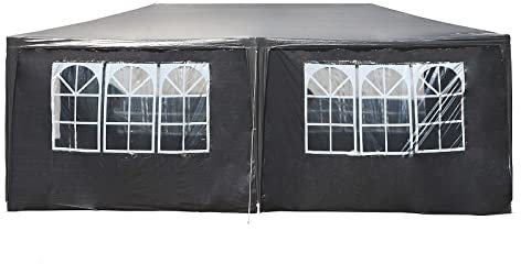 Wiltec Carpa de jardín 3 x 6 m Gris con protección UV 50+, Gazebo con Laterales enrollables, pabellón para Fiestas con Ventanas, Ideal para terrazas y Festivales