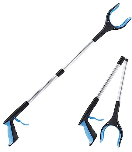 OITUGG Pinza Telescopica 1 Pezzi - 109cm Pinza Raccogli Oggetti - Pinza raccogli rifiuti con Punte Magnetiche - Testa Girevole di 90° Pinza Telescopica Prendi Oggetti, Blu