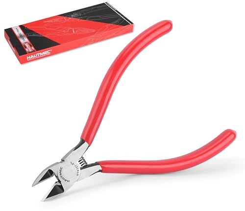 HAUTMEC 5 Precise Small Flush Cutters of Engineer Wire Cutters Pliers Side Cutters with Location Pin for Fine Shearing, Perfect for Circuit Board Cutting, Electronic Components, HT0327