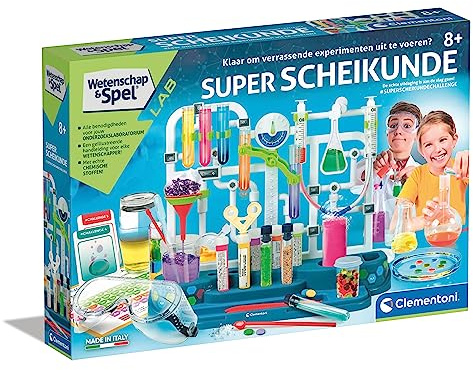 Clementoni - 56172 - Science & Game - Super Chemistry - Dutch Language, Scientific Experiments, Educational Games 8-12 Years, Made in Italy