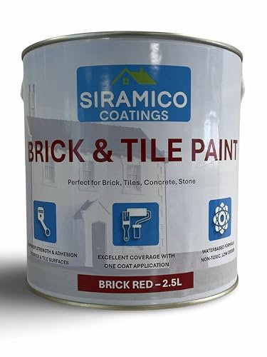 SIRAMICO COATINGS Brick & Tile Paint | 2.5L - Red | Matt Finish | Interior & Exterior Surfaces for Brick, Tile, Concrete & Stone