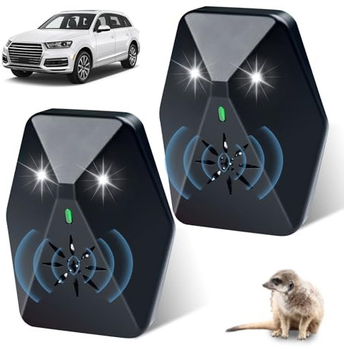 2 Stück Marderschreck Auto mit Multifrequenz-Ultraschall und Blitzlicht Effiziente Langzeit Marderabwehr Marderschreck Auto Batteriebetrieben, Marderschutz für Auto Intelligente Start-Stopp Funktion