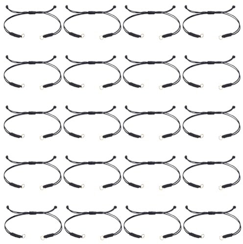 UNICRAFTALE 20Pcs Friendship Bracelet 27cm Waxed Polyester Cord Bracelets Semi Finished Bracelet Black Adjustable Cord Bracelets Knot Rope Handmade Chains Braid String Cufflinks for DIY Jewelry Making