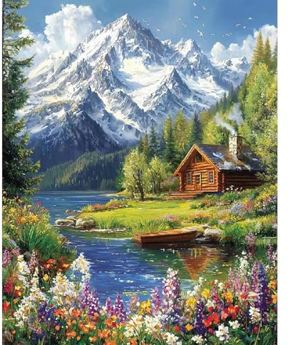 Mountain Paint by Numbers for Adults Without Frame 40x50 CM | Forest Landscape DIY Acrylic Painting by Numbers for Adults, Stress Relief Craft Kits, Home Wall Decor Gift