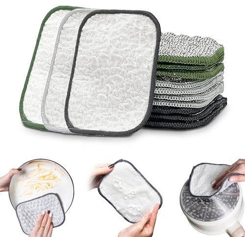 Senbos 10 Stück Spültücher Waschbar, Wiederverwenden Teigreinigungstuch Reinigungstücher mit 2 Leistungsstarke Seiten, Mehrzweck-Draht-Geschirrspüllappen für Nasses und Trockenes