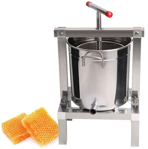Pressa per Mieles Fai da Te, Pressa per Cera D'api, Macchina per Apicoltura, Pressa per UVA da Vino, per la Produzione di Vino e Succhi, con Fusto da 10 Litri in Acciaio Inossidabile