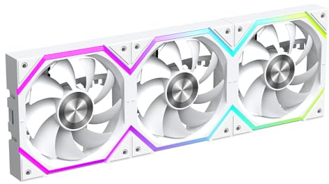 Jungle Leopard Build Blocks UNI Daisy Chain RGB PC Ventilador 120MM 3er Pack,2000RPM/62.36CFM,5V3PIN ARGB und 12V4PIN PWM Ventilador (Blanco)