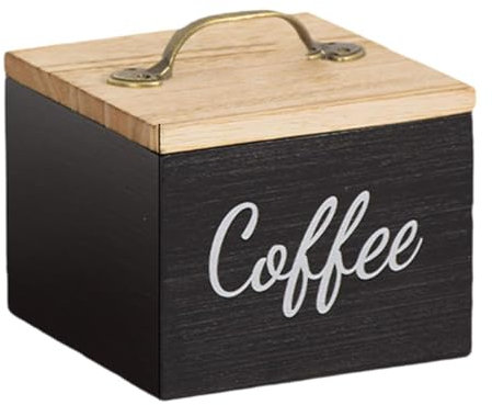 SiaBiced Organisateur de Dosettes de Café avec Couvercle, Boîte de Rangement Rustique pour Comptoir, Noir