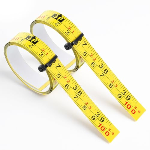 2 Rolls Steel Self-Adhesive Measuring Tape, Imperial & Metric Tape Measure Sticker, 100cm/39Inch Ruler Tapes, Left-Right Reading Stick on Tapes Measure for Workbench, Woodworking, Saw, Drafting Table