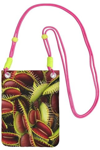 KLJnmbb köttätande växt tryck kvinnor män mobiltelefon crossbody väska mobilväska plånbok för resetillbehör