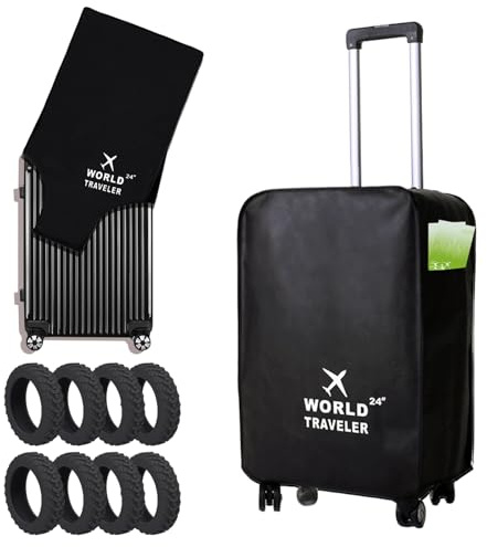 KASESSS 24 Pollici copri valigia con 8 copri ruote trolley, resistenti all'usura coprivaligia con tasche laterali, copertura valigia antipolvere antigraffio, coprivaligie Riutilizzabile per viaggiare