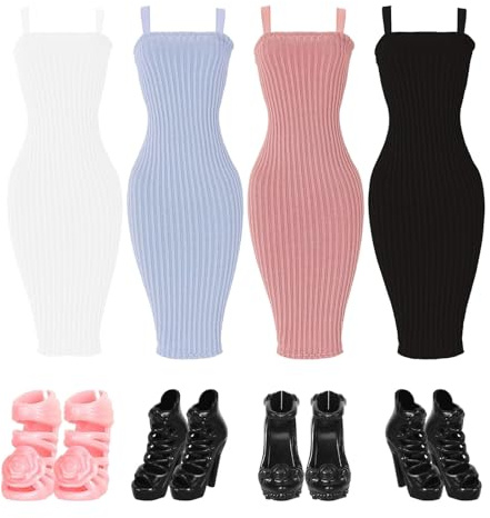 Glamoreal Upins 8 Pcs Doll Clothes Girls Doll Accessories For 11.5 Inch/30cm Doll Include Summer Dress Shoes Regular Outfit Doll Clothing Girl Birthday Gift