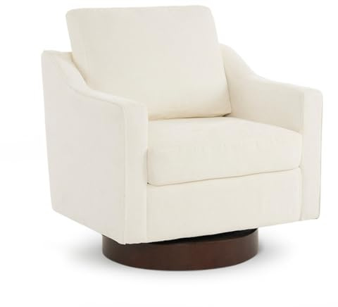 VINGLI Tub Chair, 360° Swivel Armchair, Comfy Accent Chair with Walnut Base