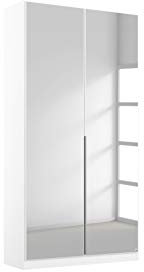 Rauch Möbel Alabama Schrank Kleiderschrank Drehtürenschrank Weiß mit Spiegel 2-türig inklusive Zubehörpaket Premium 1 Kleiderstange, 3 Einlegeböden, 1 Schubkasteneinsatz BxHxT 91x229x54 cm