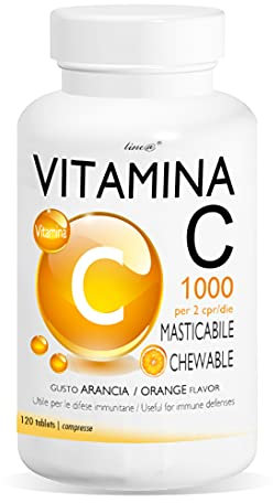 Vitamine C Line@diet| 120 comprimés à croquer | goût orange| haut dosage | antioxydant