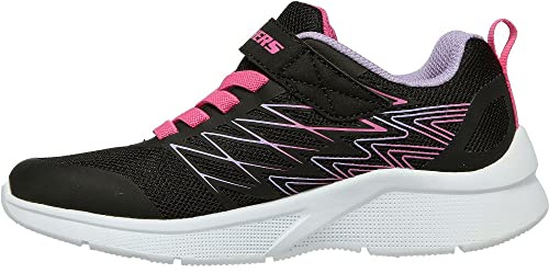 Skechers Girl's Microspec Bold Delight Sneakers, Black Mesh/Purple Trim, 11.5 UK Child
