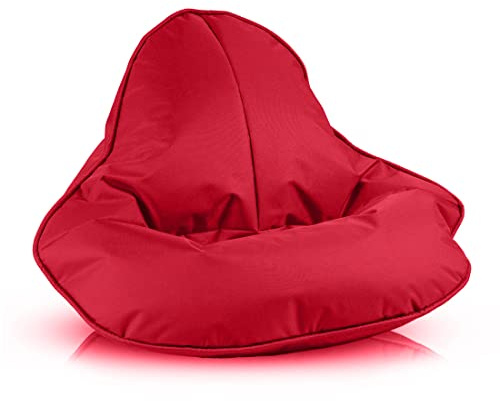 Ecopuf Frog - sittsäck med päron, fluffig fåtölj med stoppning - för hem och utomhus, för barn och vuxna, hållbar polyester, slitstark – 120 x 80 cm, röd Nc12