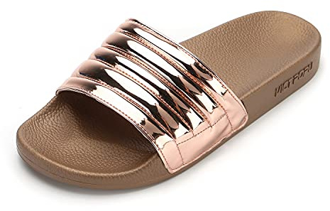 VICT POPU Ciabatte da Mare Piscina Donna Slides Pantofole da Casa Estive Sandali Bassi Da Spiaggia Antiscivolo Moda Oro 36