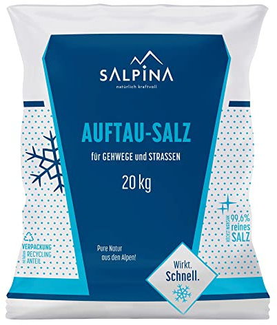 4 x SALPINA Auftausalz 20kg im Sack (80kg) | hochwirksames und schnellwirkendes Streusalz | zum Auftauen von Schnee und Eis | reinstes Siedesalz (99.6% NaCl) | 100% biologisch abbaubar
