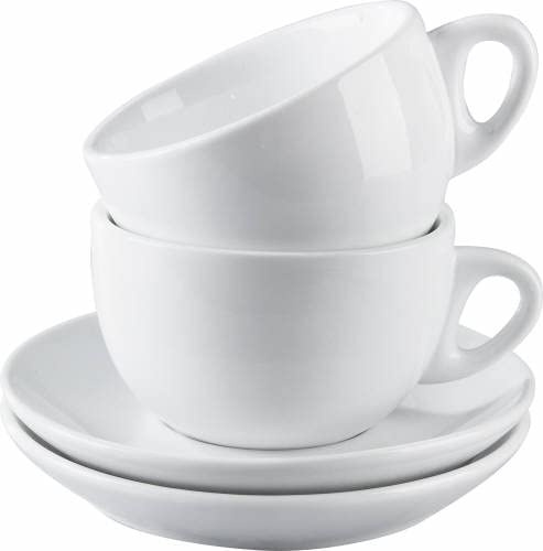 METRO Professional Tazza jumbo con piattino, porcellana, ca. 325 ml, bianco, 4 pezzi