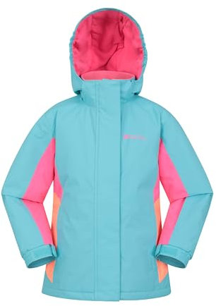 Mountain Warehouse Honey Kids Ski Jacket - Snowproof, Fleece Lined Snow Coat with Hood - Boys and Girls Winter Warm Skiing, Snowboarding & Outdoors Aqua Teen Size 13 Years