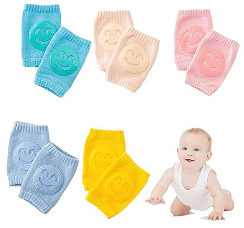 FIBOUND 5 Paires Bébé Genouillères, Protege Genoux Bebe Genouillères Rampantes Bébé, Jambière Plus Chaud Rampant Chaussettes Bébé Sécurité Genou Protecteur Pour Tout-Petits 0-24 Mois