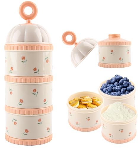 Milchpulver Portionierer Baby, badaren Milchpulver Aufbewahrungsbox Stapelbar, 3 Fächern Milchpulver Box, Milchpulver Spender Baby, Portable Baby Formula Dispenser, Tragbare Milchpulverdose Babys