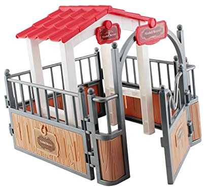 Pferdestall Modell Pferd Corral Fechten Zubehör für Layout Dekoration Braun und Grau
