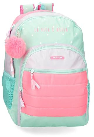 Movom La Vita è Bella Skolryggsäck Vagn Grön 33 x 46 x 17 cm Polyester 25,81 L, grön, Anpassningsbar skolryggsäck