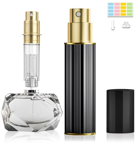 JOOMOKO Spruzzatore di profumo ricaricabile, 10 ml, mini nebulizzatore per profumo da viaggio, tecnica di riempimento senza imbuto per profumo, bottiglia vuota, profumo portatile da viaggio, per donne