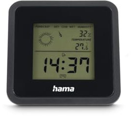 Hama |Termometro/igrometro digitale per interni (Borneo, Misura temperatura, umidità ambiente, ora, ripetizione allarme, clima interno) Nero